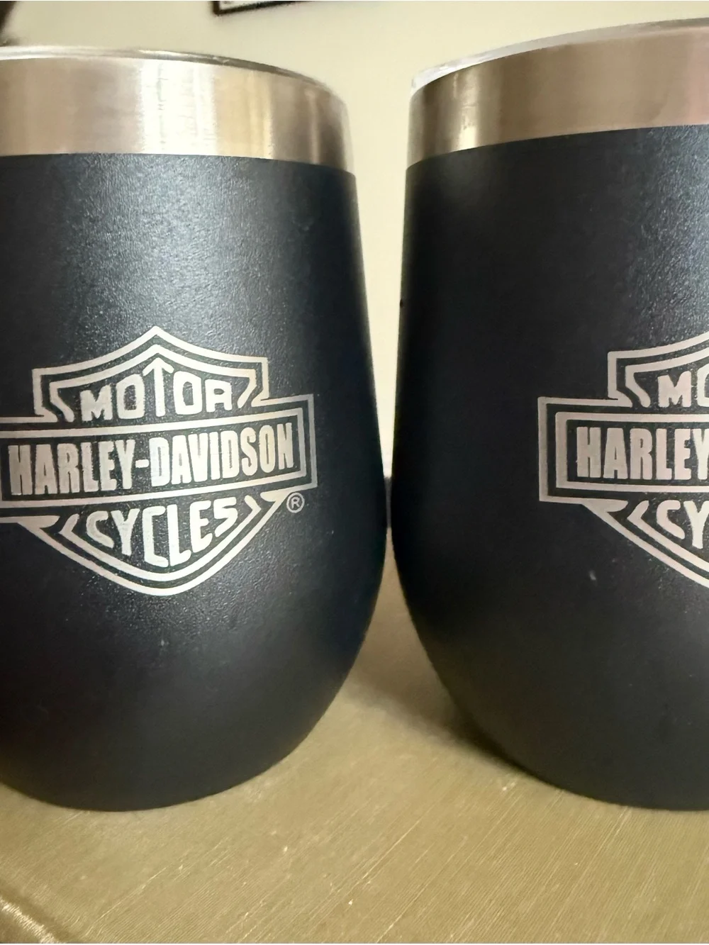 Harley-Davidson Black and Silver Stainless Steel Tumblers - Set of 2